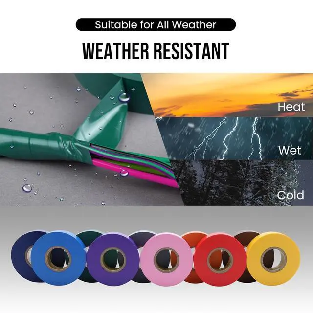Alt view image 5 of 7 - 30 Pack Colored Electrical Tape Waterproof, 3/4 in x 66ft, Industrial Grade UL/CSA Listed High Temp Electrical Tape Colors Electric Super Vinyl, 3075C1