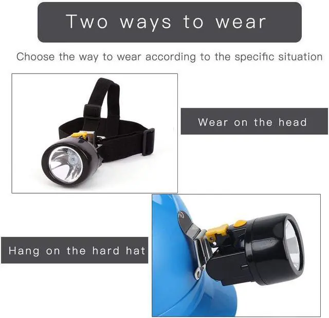Alt view image 5 of 6 - Waterproof Explosion Proof Safety Mining Headlight Rechargeable LED Miners Head Light Flashlight Underground Head Lamp Coal Mining Lights for Hard Hat (Yellow)