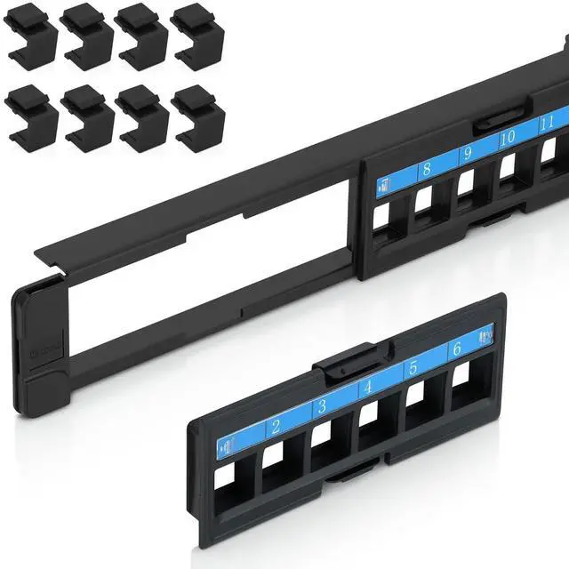 Main image of Everest 24 Port Keystone Patch Panel (4-Pack) - Removable 6-Port Panels - Use with Slim Prole Keystones ONLY (Wider Jacks May not t Side by Side)