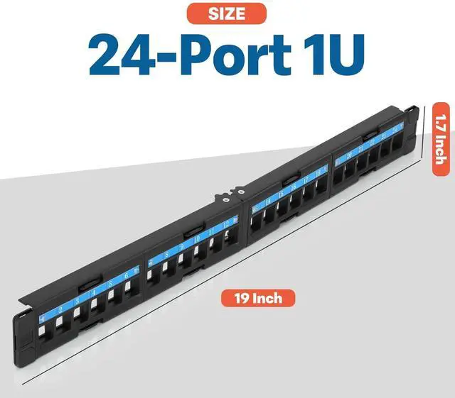 Alt view image 2 of 7 - Everest 24 Port Keystone Patch Panel (4-Pack) - Removable 6-Port Panels - Use with Slim Prole Keystones ONLY (Wider Jacks May not t Side by Side)