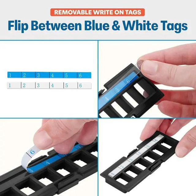 Alt view image 4 of 7 - Everest 24 Port Keystone Patch Panel (4-Pack) - Removable 6-Port Panels - Use with Slim Prole Keystones ONLY (Wider Jacks May not t Side by Side)