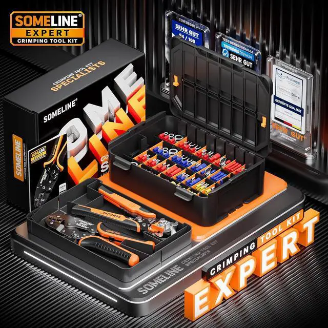 Alt view image 6 of 7 - Wire Terminal Crimping Tool Kit, with 51 Sizes Insulated Terminals and 22-10 AWG Ratchet Crimping Pliers and Automatic Stripping Pliers, Ring Fork Disconnect Butt Electrical Terminal Kit