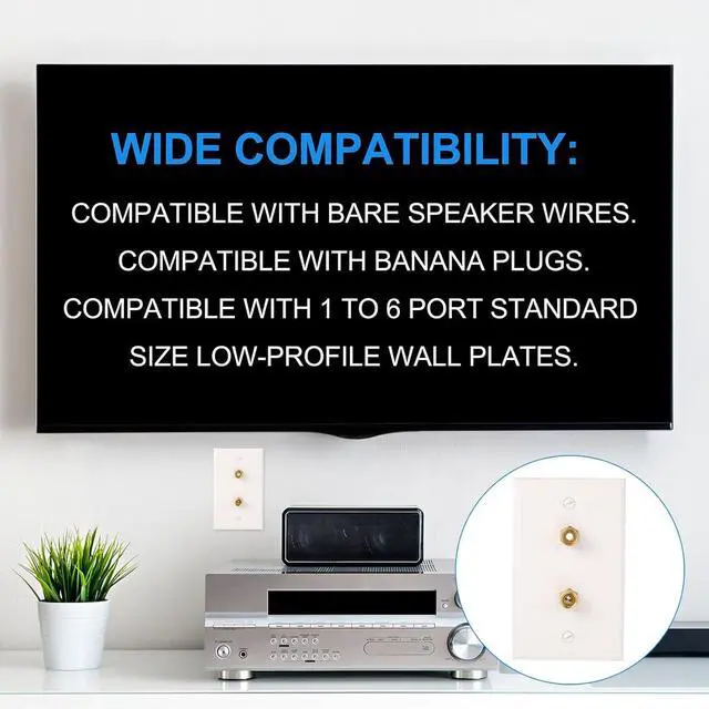 Alt view image 5 of 7 - Banana Jack Binding Post Keystone Jack Insert, Black and Red Rings Audio Speaker Keystone Connector Screw Type Inline Coupler for Wall Plate Outlet Panel(50 Pieces)