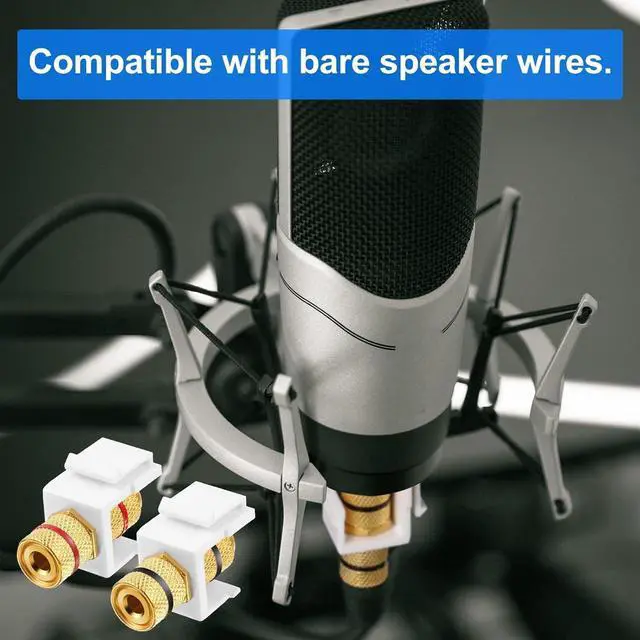 Alt view image 6 of 7 - Banana Jack Binding Post Keystone Jack Insert, Black and Red Rings Audio Speaker Keystone Connector Screw Type Inline Coupler for Wall Plate Outlet Panel(50 Pieces)