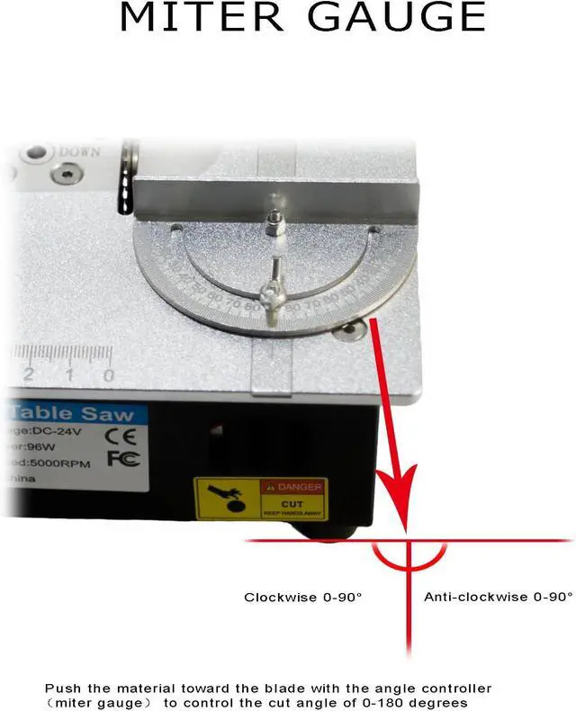 Alt view image 4 of 7 - Mini Table Saw,  96W Mini Desktop Electric Saw Cutter 7.1"x5.5", Cut Thickness Adjustable Precision Craft Table Saw with Speed & Angle Adjust 4* Blades, Available for Wood/PCB/Acrylic/Plastic