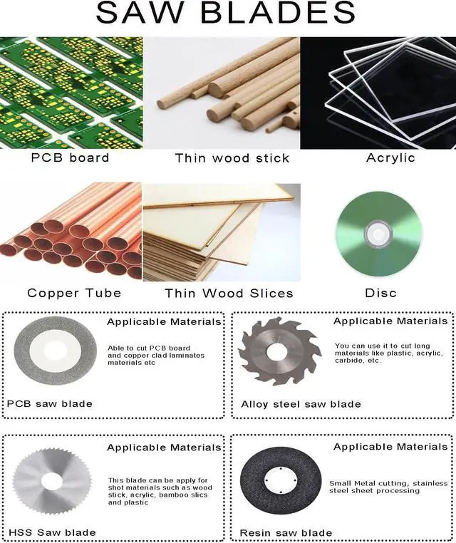 Alt view image 5 of 7 - Mini Table Saw,  96W Mini Desktop Electric Saw Cutter 7.1"x5.5", Cut Thickness Adjustable Precision Craft Table Saw with Speed & Angle Adjust 4* Blades, Available for Wood/PCB/Acrylic/Plastic