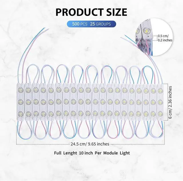 Alt view image 2 of 7 - 500 Pcs LED Module White 6500k 1.2W LED Storefront Waterproof Replacement Lights for Inflatables rative Module Light with Tape Adhesive Backside for Christmas Letter Advertising Signs