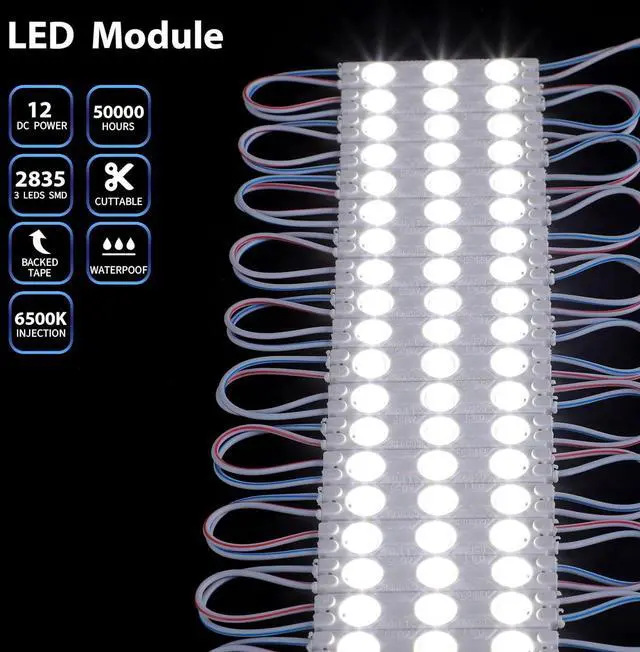 Alt view image 4 of 7 - 500 Pcs LED Module White 6500k 1.2W LED Storefront Waterproof Replacement Lights for Inflatables rative Module Light with Tape Adhesive Backside for Christmas Letter Advertising Signs