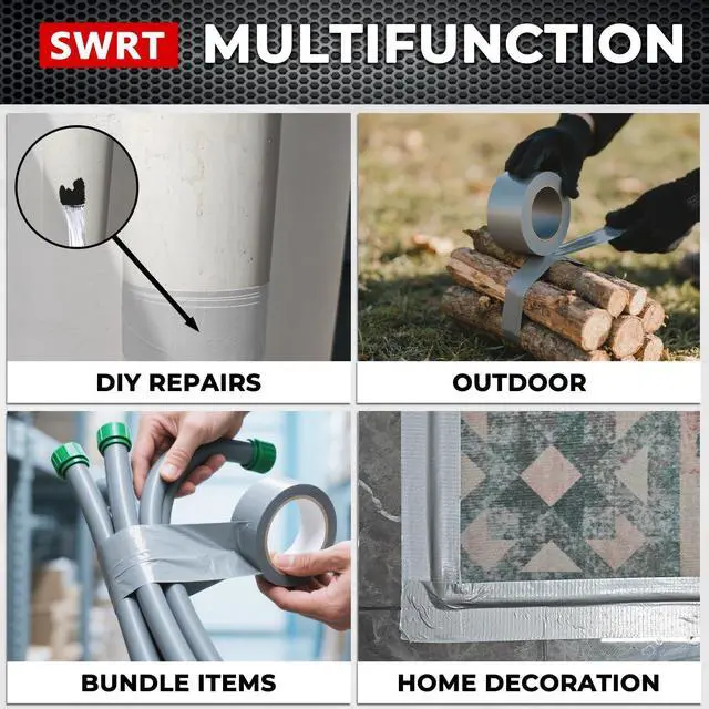 Alt view image 6 of 7 - 24-Pack 9 Mil Silver Heavy Duty Duct Tape Strong Adhesive, 2 Inch x 720 Yd Duct Heavy Duty Waterproof All Weather Gray Duct Tape No Residue Sealing & Patching for Indoor&Outdoor Repair