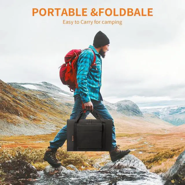 Alt view image 2 of 6 - Portable Solar Panel  60W Foldable Solar Panels with 5V USB and 18V DC for Camping,Cell Phone,Tablet and 5-18V Devices  Compatible with Solar Generators Power Stations