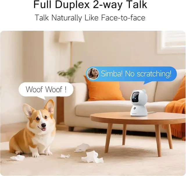 Alt view image 7 of 7 - 2.5K Indoor Camera 2pack, Non-Subscription AI Person/Pet/Cry Detection, 4MP Pet/Dog/Cat/Baby Camera w/Phone App, Pan Tilt 2.4GHz Wi Cameras for Home Security, Night Vision, Full Duplex 2-Way Audio