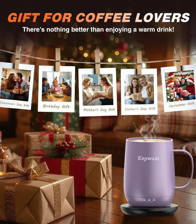 Alt view image 7 of 7 - Self Heating Coffee Mug T2, 16oz Smart Heated Coffee Mug, 150 Min Battery Life - Hot up to 149 Temperature Control Coffee Mug Warmer, Gifts for Dad Mom (No APP)