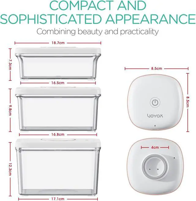 Alt view image 7 of 7 - Handheld Vacuum Sealer for Food with 3 Vacuum Containers Mini and Portable Vacuum Sealer for Food Preservation Rechargeable & Cordless Fully Automatic Food Vacuum Pump (1 Machine + 3 Containers)