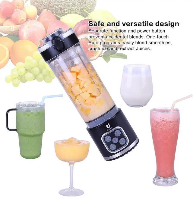 Alt view image 5 of 6 - Cordless Portable Blender, 25 oz removable VesselPowerful Personal Blender, for Smoothies, Ice Crush, 4 Programs, Leakproof-Lid & Sip Spout, USB-C Rechargeable, Dishwasher Safe Parts, Black
