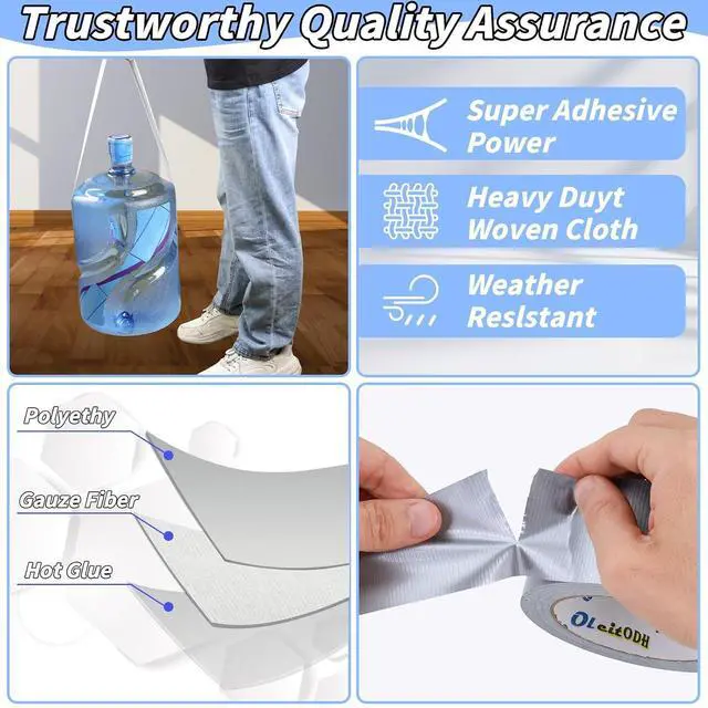 Alt view image 3 of 7 - 22 Pack Silver Duct Tape Bulk, 2 inch X 660 Yards, Heavy Duty Waterproof, Strong No Residue All-Weather Duct Tape, Tear by Hand, Multi-Use for Indoor & Outdoor Repairs, Industrial, Professional Use