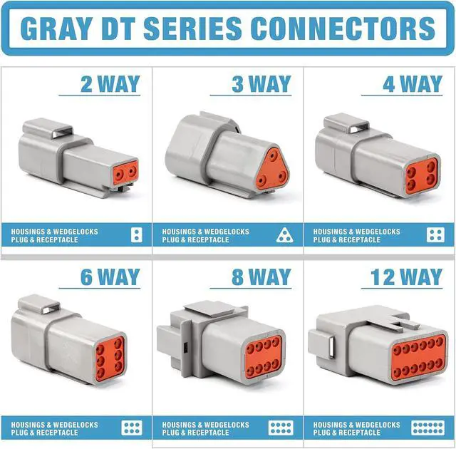 Alt view image 2 of 6 - 188PCS Deutsch DT Gray Connector Kit with Size 16 Solid Contacts in 2,3,4,6,8 and 12 Pin Congurations, Environmentally Sealed Automotive Electrical Connectors