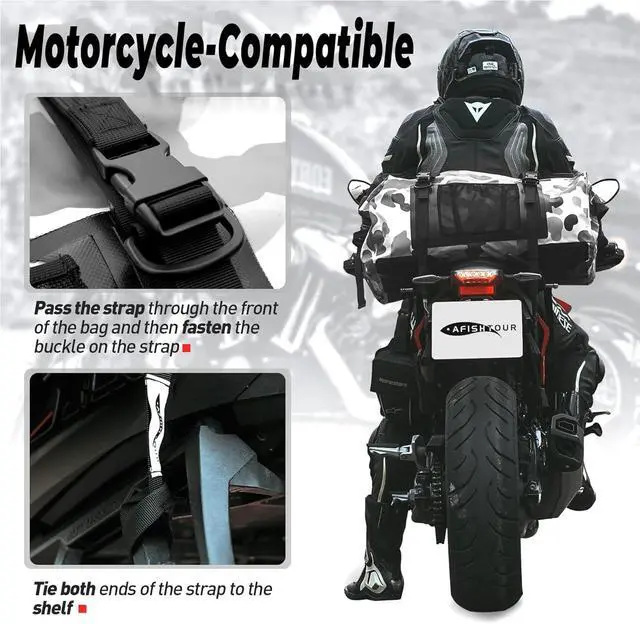 Alt view image 6 of 7 - 65L Waterproof Duffel Bag for Men and Women - Large Motorcle Duffle Bag with Straps for Back Seat - Roll Top Dry Bag for Kayaking, Rafting, Boating, Swimming, Beach