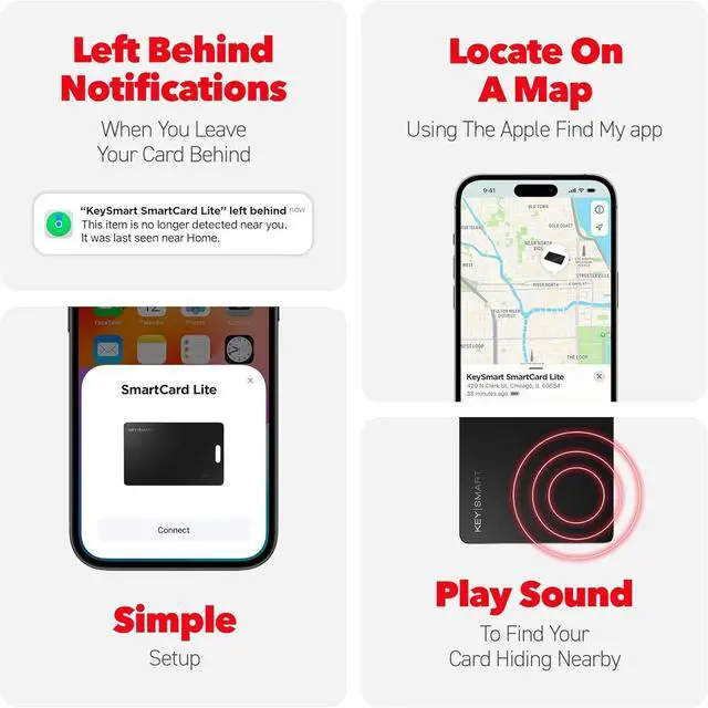 Alt view image 5 of 7 - KeySmart SmartCard Lite Wallet Tracker Card, Compatible with   nd My App, Non-Rechargeable 2 Years Battery, Thin GPS Item nder for Luggage Tag, Smart Bluetooth Tracking - Black, 3 Pack