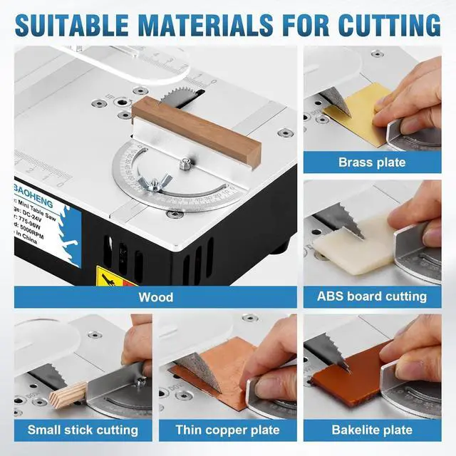 Alt view image 5 of 7 - Mini Table Saw S3 Portable Precision Craft Table Saw, 1/2" Adjustable Cut Depth, Seven Speed Adjustable Power Supply, for Small Hobby Woodworking Miniature Wood Craft Cutting