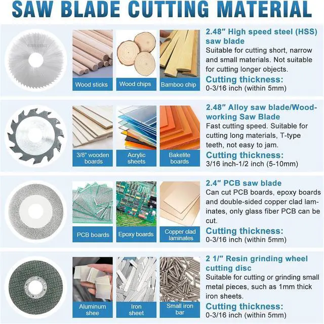 Alt view image 6 of 7 - Mini Table Saw S3 Portable Precision Craft Table Saw, 1/2" Adjustable Cut Depth, Seven Speed Adjustable Power Supply, for Small Hobby Woodworking Miniature Wood Craft Cutting