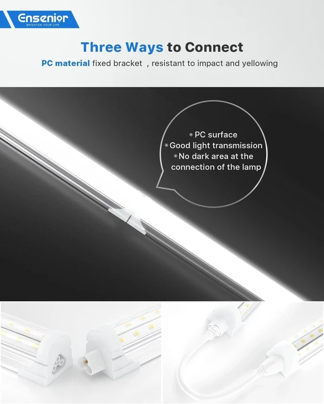 Alt view image 3 of 7 - Ensenior 4FT LED Shop Lights, 6000K T8 Commercial Bay Lighting, 6 Pack