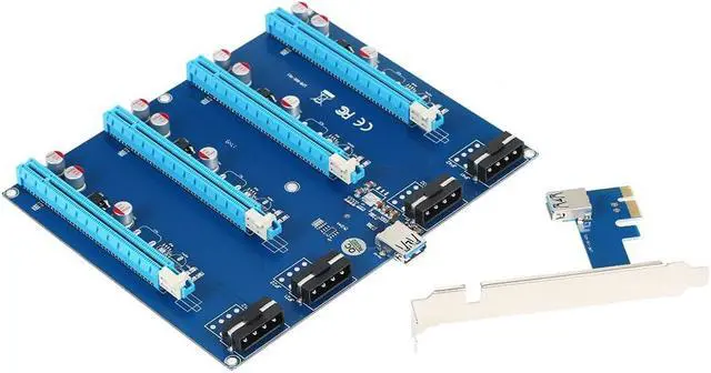 Alt view image 2 of 7 - PCI-E 1 to 4 PCI Express 16X Slots Riser Card Mining Modules PCI-e 1X to External 4 PCIe Slots Adapter Pcie Port Multiplier-