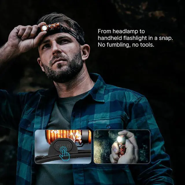 Alt view image 4 of 7 - Perun 3 Mini Headlamp 1250 Lumens LED Head Flashlight,Rechargeable Headlight with Red Light Option,Perfect for Working, Hiking, Camping and Climbing (Cool White 5700K~6700K, Ghost Blaze)