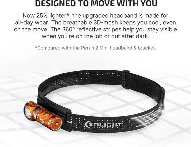 Alt view image 5 of 7 - Perun 3 Mini Headlamp 1250 Lumens LED Head Flashlight,Rechargeable Headlight with Red Light Option,Perfect for Working, Hiking, Camping and Climbing (Cool White 5700K~6700K, Ghost Blaze)