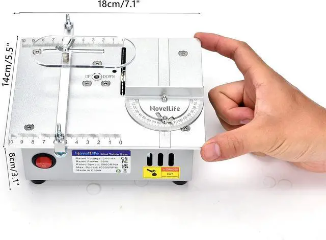 Alt view image 5 of 7 - Mini Hobby Table Saw Handmade Woodworking Bench Saw DIY Model Crafts Cutting Tool with Adjustable Power Supply 63mm HSS Circular Saw Blade (R2)