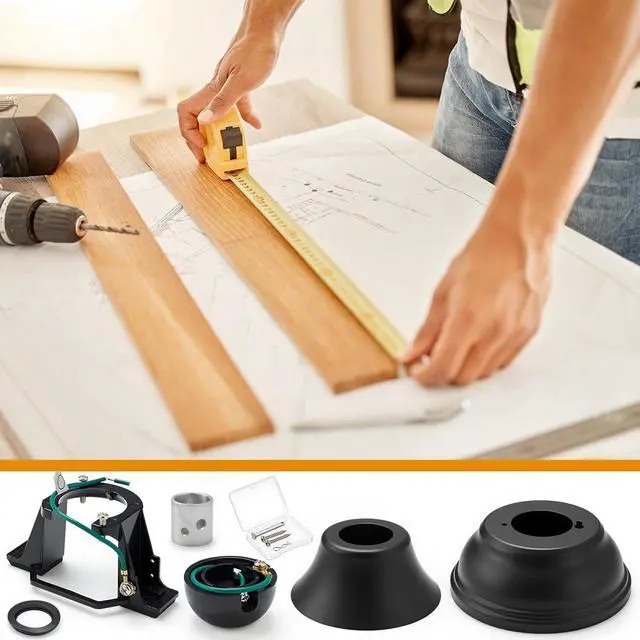 Alt view image 5 of 6 - 5 Pcs Fan Sloped Ceiling Kit Black Ceiling Fan Mounting Bracket Sloped Cathedral Canopy Bracket for Living Room Outside Patio Porch with Mounting Hardware