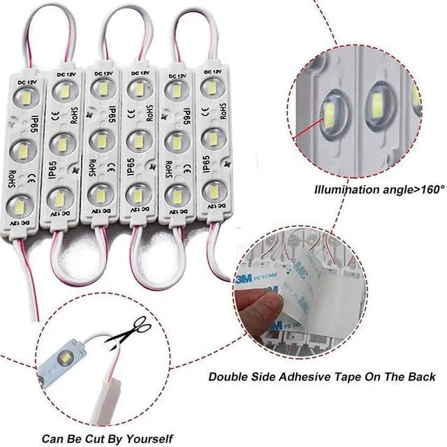 Alt view image 3 of 7 - Led Module, LED Windows Lights 6000K 200pcs 99Ft 5730 SMD 150LM Per LED Module IP65 Waterproof for Letter Sign Advertising Signs.(White Light)