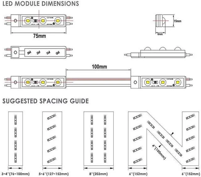 Alt view image 4 of 7 - Led Module, LED Windows Lights 6000K 200pcs 99Ft 5730 SMD 150LM Per LED Module IP65 Waterproof for Letter Sign Advertising Signs.(White Light)