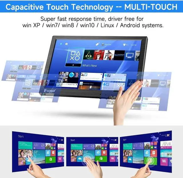 Alt view image 2 of 7 - Small Touchscreen Monitor 10 inch Small HDMI VGA Touch Screen Monitor Raspi Touch Screen 1280x800 IPS Display for PC Computer Laptop