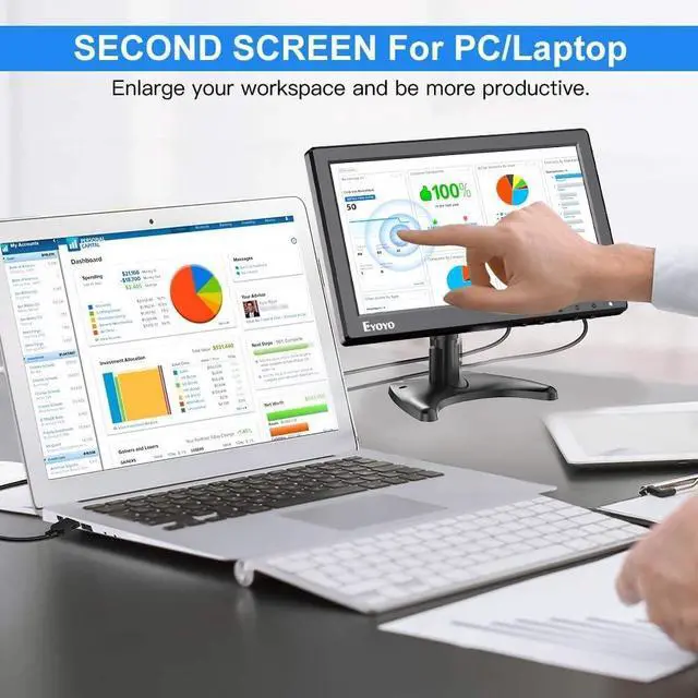 Alt view image 3 of 7 - Small Touchscreen Monitor 10 inch Small HDMI VGA Touch Screen Monitor Raspi Touch Screen 1280x800 IPS Display for PC Computer Laptop