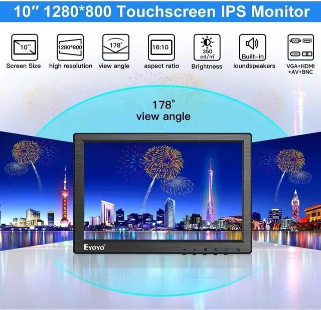 Alt view image 6 of 7 - Small Touchscreen Monitor 10 inch Small HDMI VGA Touch Screen Monitor Raspi Touch Screen 1280x800 IPS Display for PC Computer Laptop
