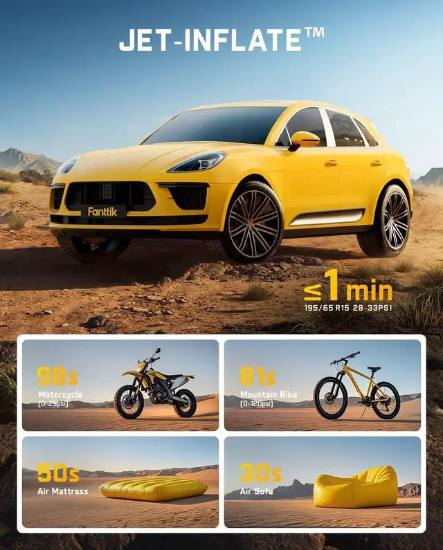 Alt view image 3 of 7 - X9 Classic Inflator/Blower 2-IN-1, Tire Inflator Portable Air Compressor with Light and Power Bank, 150PSI Cordless Air Pump for Car, Motorcle, Bike, Ball, Air Mattress, Kayak, Swimming Ring