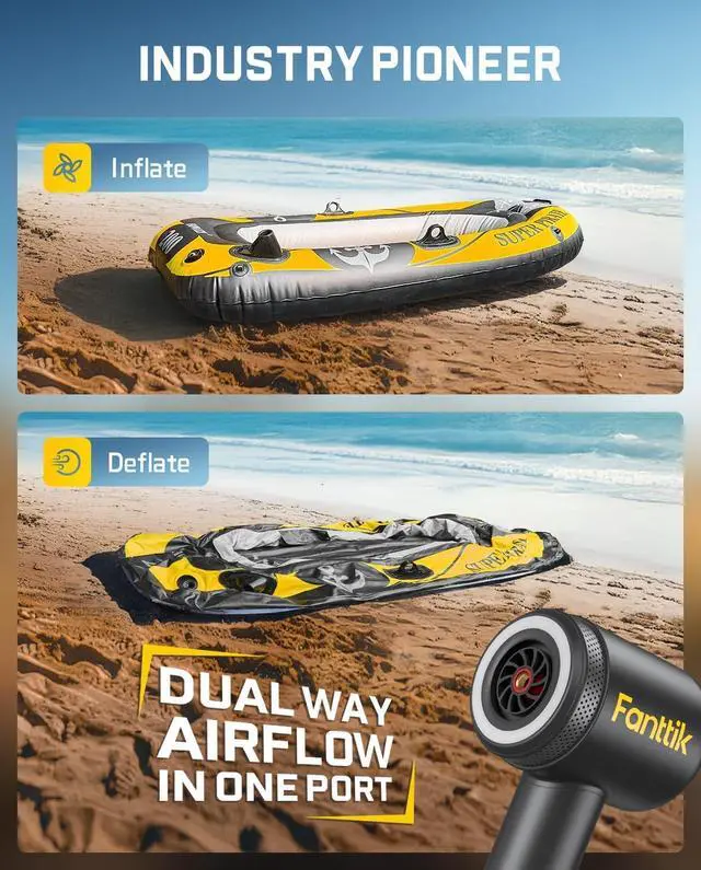 Alt view image 5 of 7 - X9 Classic Inflator/Blower 2-IN-1, Tire Inflator Portable Air Compressor with Light and Power Bank, 150PSI Cordless Air Pump for Car, Motorcle, Bike, Ball, Air Mattress, Kayak, Swimming Ring