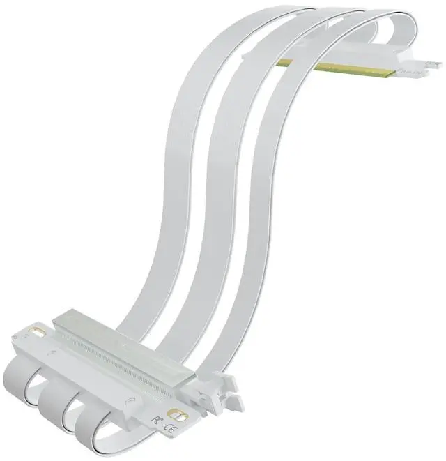 Main image of Double Reverse PCIE 5.0 Riser Cable for Mini-ITX Motherboard (170x170mm) Installation, RTX5090(Ti) RX9070(XT) GPU Ready, Length 185mm, White Color