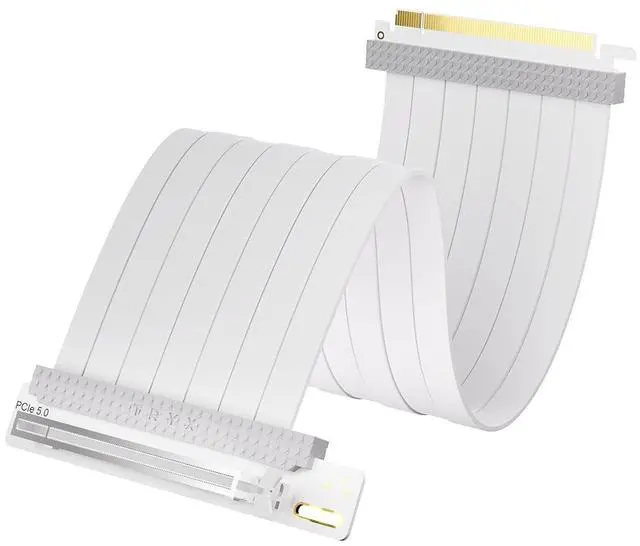Main image of String PCIe 5.0 Riser Cable 200mm White, 128GB/s Extreme Bandwidth for Vertical GPU Mount, Compatible with PCIe 4.0, Supports RTX4090/5070/5080/5090RX, 9070XT/7900XT