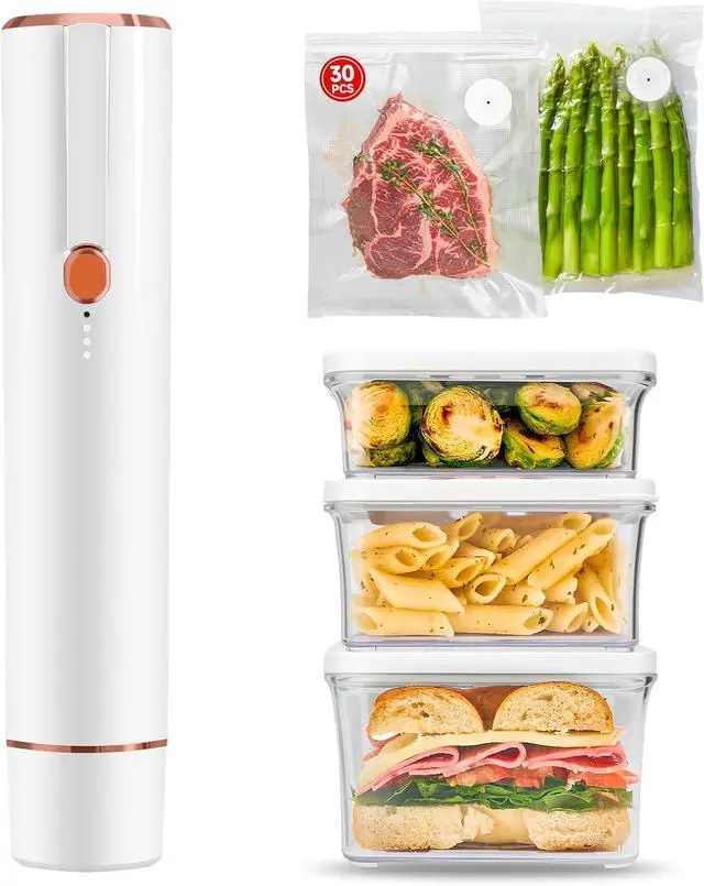 Main image of Vacuum Sealer, Vacuum Sealer for Food Compact Handheld Vac Seal Machine, Seal Meal Saver Portable Food Sealer (Vacuum Sealer Machine + 3 Food Storage Containers + 30 Reusable Bags)