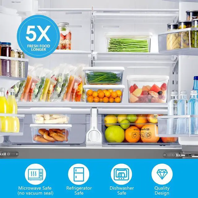 Alt view image 2 of 7 - Vacuum Sealer, Vacuum Sealer for Food Compact Handheld Vac Seal Machine, Seal Meal Saver Portable Food Sealer (Vacuum Sealer Machine + 3 Food Storage Containers + 30 Reusable Bags)