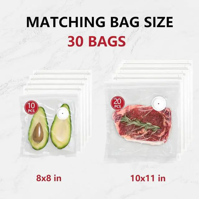 Alt view image 4 of 7 - Vacuum Sealer, Vacuum Sealer for Food Compact Handheld Vac Seal Machine, Seal Meal Saver Portable Food Sealer (Vacuum Sealer Machine + 3 Food Storage Containers + 30 Reusable Bags)