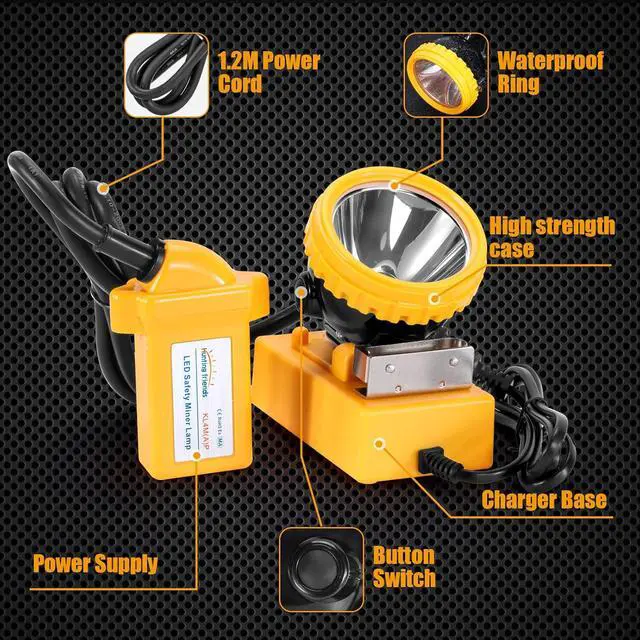 Alt view image 3 of 7 - High Lumens Rechargeable LED Mining Headlamp  Super Bright Waterproof Hard Hat Cap Lamp, Explosion-Proof Underground Headlight for Coal Mine, Tunnel, Oil eld, Construction, Outdoor Work