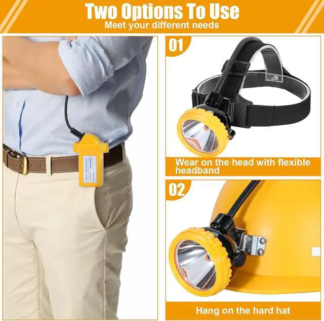 Alt view image 7 of 7 - High Lumens Rechargeable LED Mining Headlamp  Super Bright Waterproof Hard Hat Cap Lamp, Explosion-Proof Underground Headlight for Coal Mine, Tunnel, Oil eld, Construction, Outdoor Work