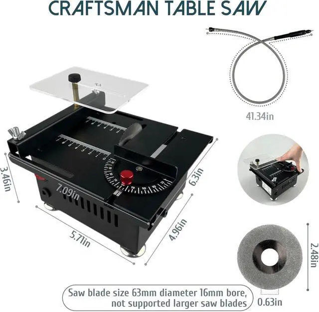 Alt view image 2 of 7 - Mini Table Saw for Crafts,Small Table Saw,Multi-Functional Desk Saws,7 Speed Control,Miniature Saws-Adjustable Blade Height,Cutting, Grinding and Polishing All In One(Simplicity)