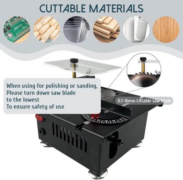 Alt view image 4 of 7 - Mini Table Saw for Crafts,Small Table Saw,Multi-Functional Desk Saws,7 Speed Control,Miniature Saws-Adjustable Blade Height,Cutting, Grinding and Polishing All In One(Simplicity)