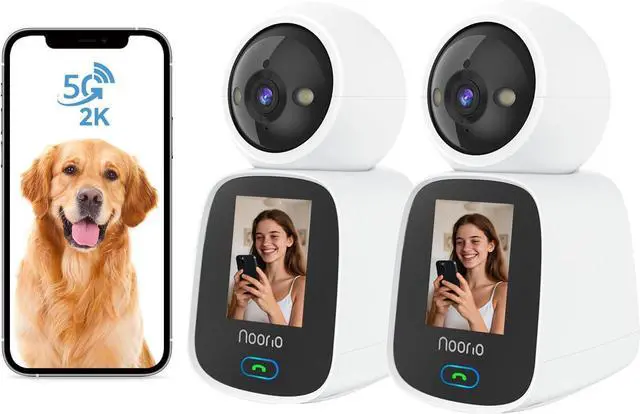 Main image of 5G Two Way Video Calling Camera, One Click Call 2K Pet Camera with Phone App, 360° PTZ Dog Cam with Speaker, Color Night Vision, 2.4 Inch Screen, CL200 2Pcs
