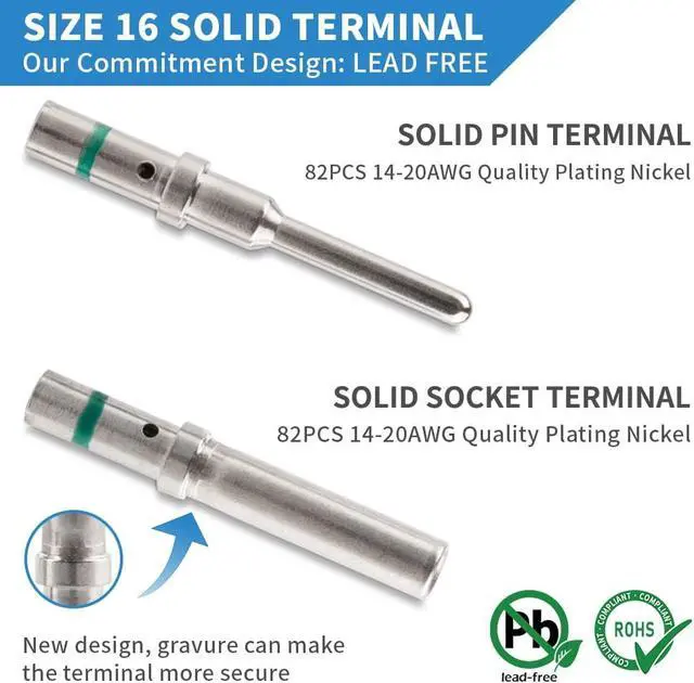 Alt view image 4 of 7 - 238PCS DT Connector Waterproong Kit, 2-12 Pin Deutsch DT Connectors with 82 Pairs Size 16 Solid Contacts for Automotive & Marine Repair (ST6317)