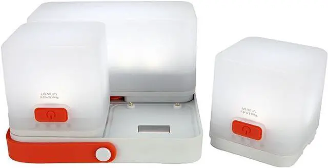 Main image of Trio Solar Cube Lanterns with Phone Charger - LED Lamp for Camping, Hiking, and Travel - Emergen Light for Power Outages, Hurricane, Survival Kits