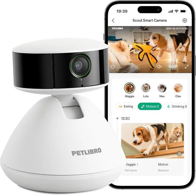 AI Dog Camera Pet Camera Indoor with Phone App [Multi-Pet Recognition, Daily Activity Analysis & Smart Summaries] Cat Cam 360° View, 1080P Dog Cam Night Vision, 2-Way Audio Wi Cam